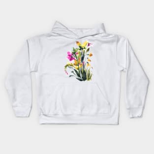 Yellow Spring Flowers Bouquet, watercolor Kids Hoodie